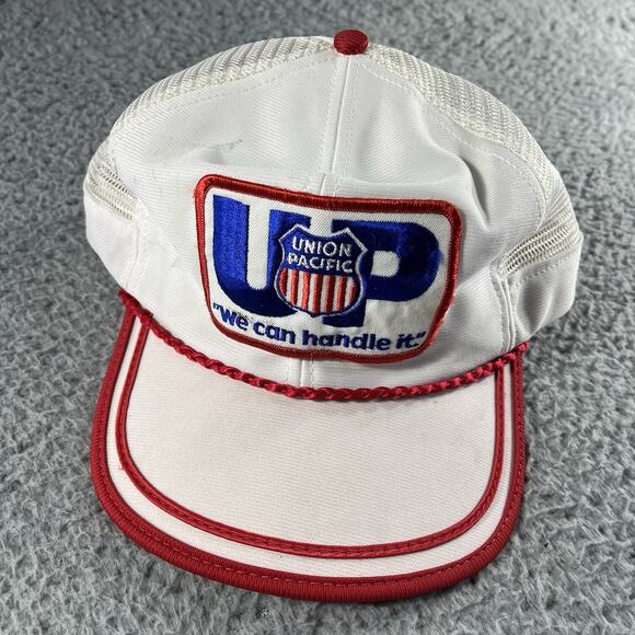 VTG Vintage Union Pacific Railroad Trucker Hat Mesh Snapback Rope Cap Semco USA